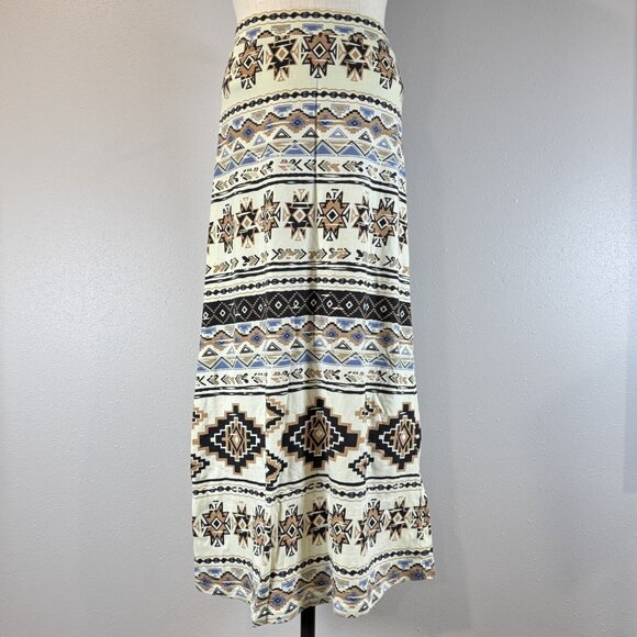 Angie Womens Light Yellow Geometric Pull On Maxi A-Line Skirt Aztec Size Small - Picture 1 of 14